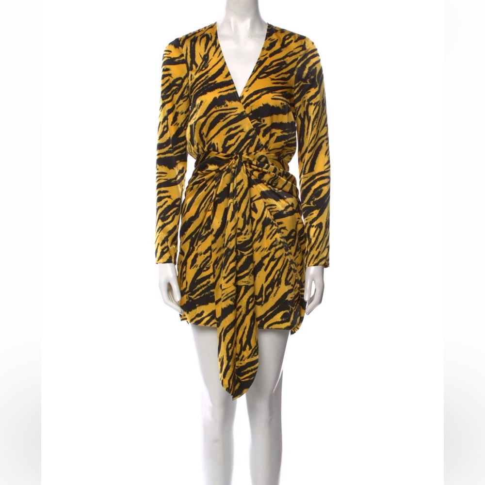 Ronny Kobo Brand New Yellow Animal Print Mini Dress